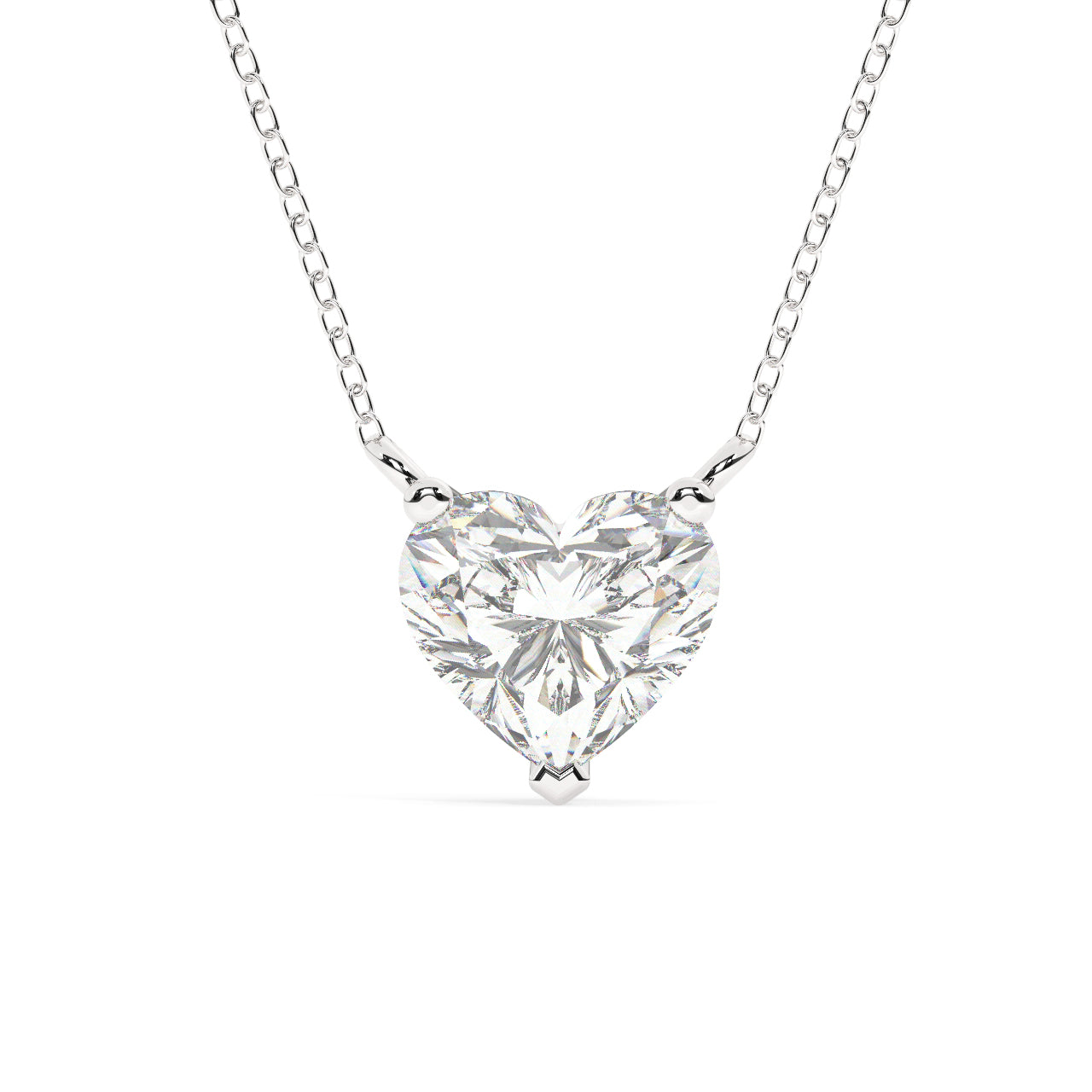 Solitaire Heart Shape Diamond Necklace - Lab Grown