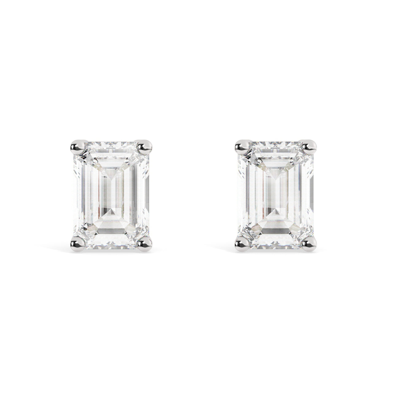 Emerald Cut Diamond Stud Earrings