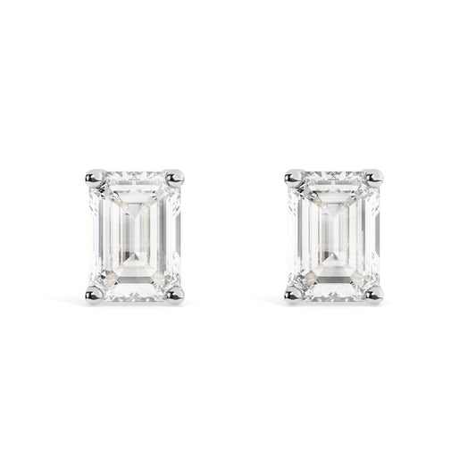 Emerald Cut Diamond Stud Earrings