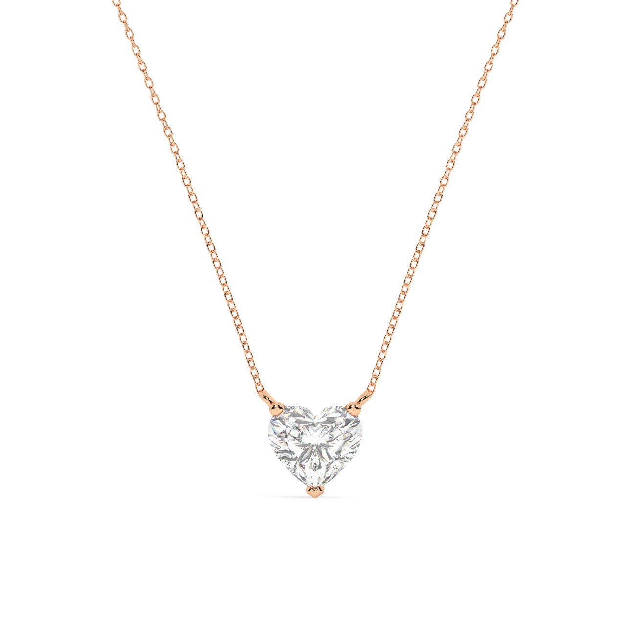 Solitaire Heart Shape Diamond Necklace - Lab Grown