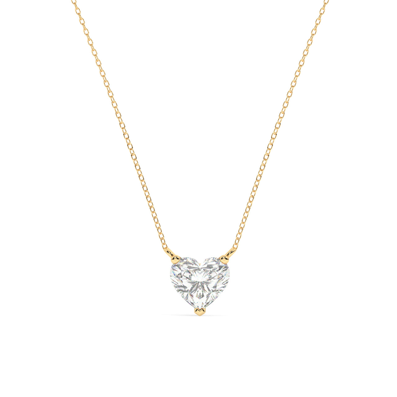 Solitaire Heart Shape Diamond Necklace - Lab Grown