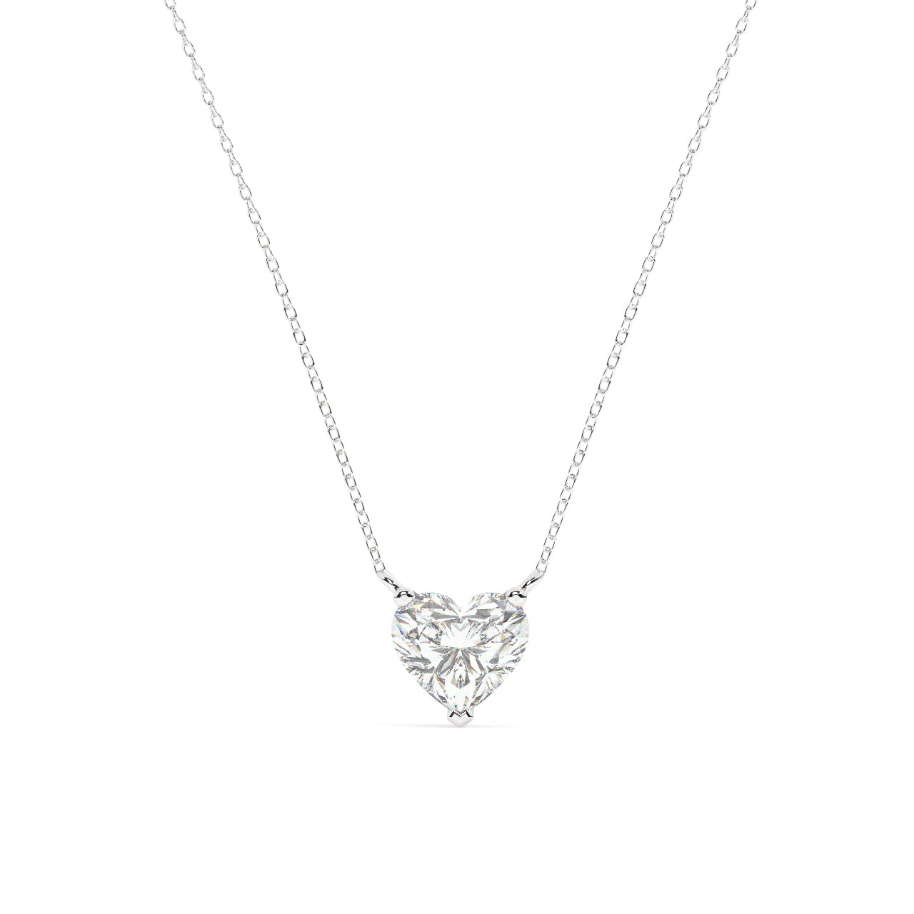 Solitaire Heart Shape Diamond Necklace - Lab Grown