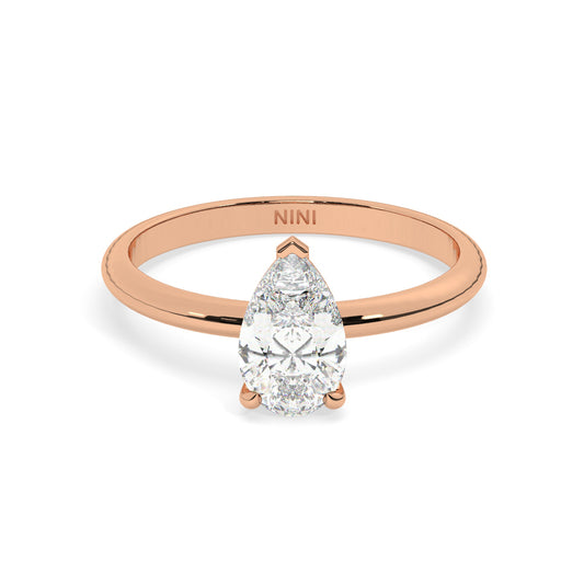 Solitaire Pear Shape Diamond Engagement ring - 1.00 Ct