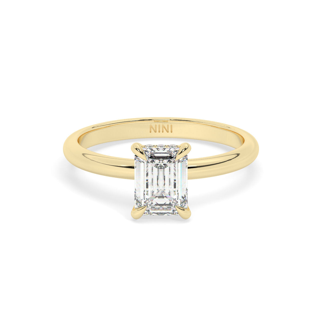 Solitaire Emerald Cut Diamond Engagement ring - 1.00 Ct - Hidden Halo