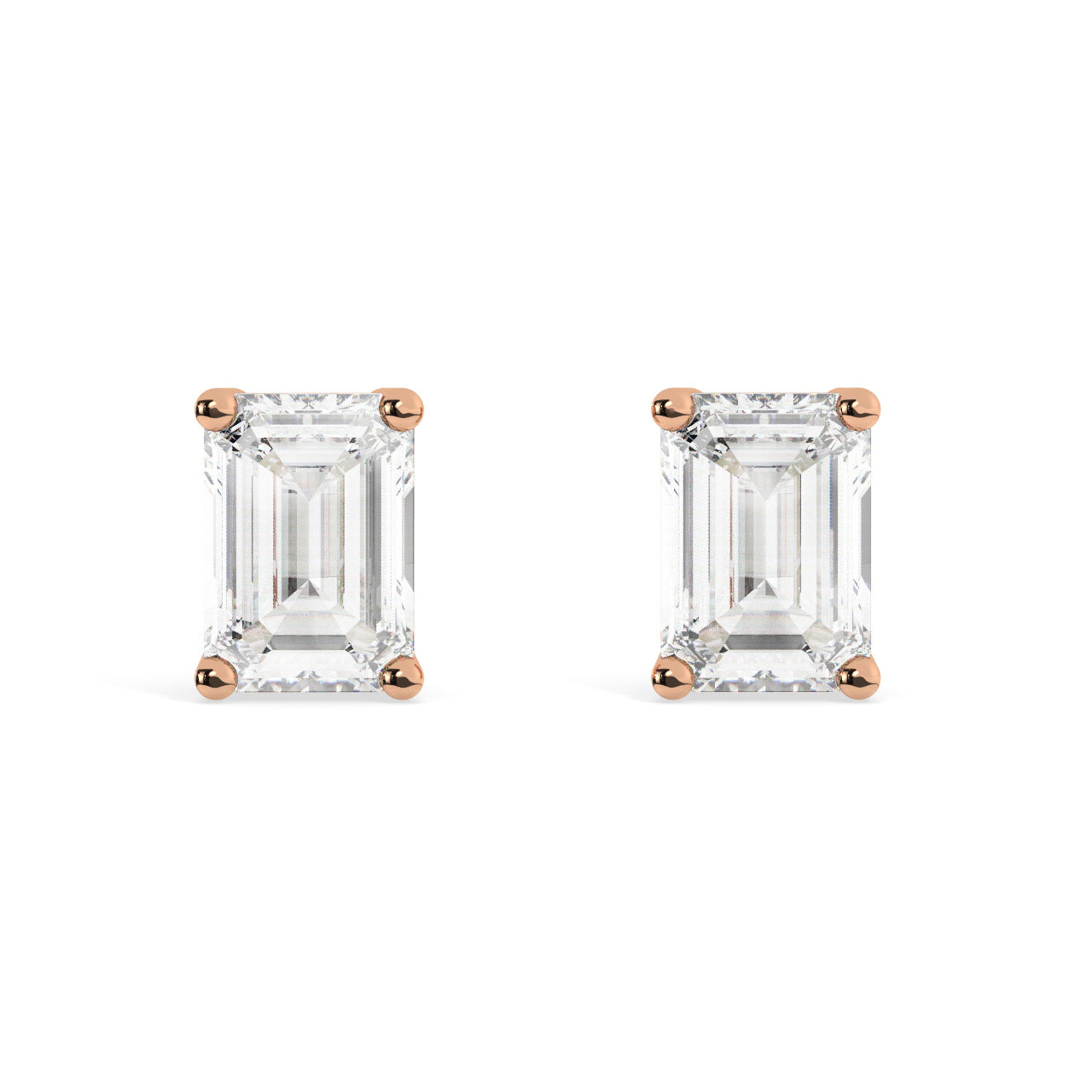 Emerald Cut Diamond Stud Earrings