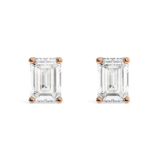 Emerald Cut Diamond Stud Earrings