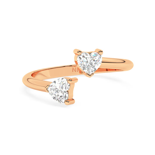 Double Hearts Open Diamond Ring