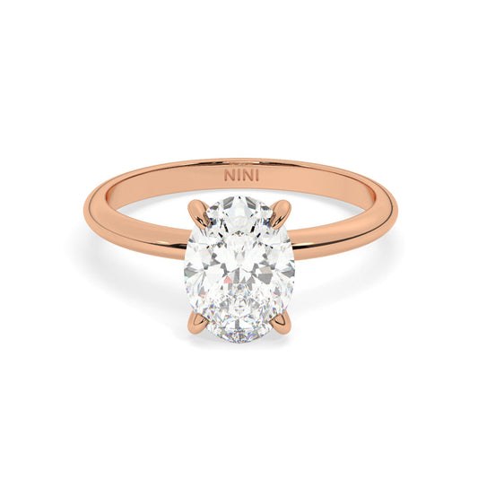 Solitaire Oval Diamond Engagement ring - 2.50 Ct