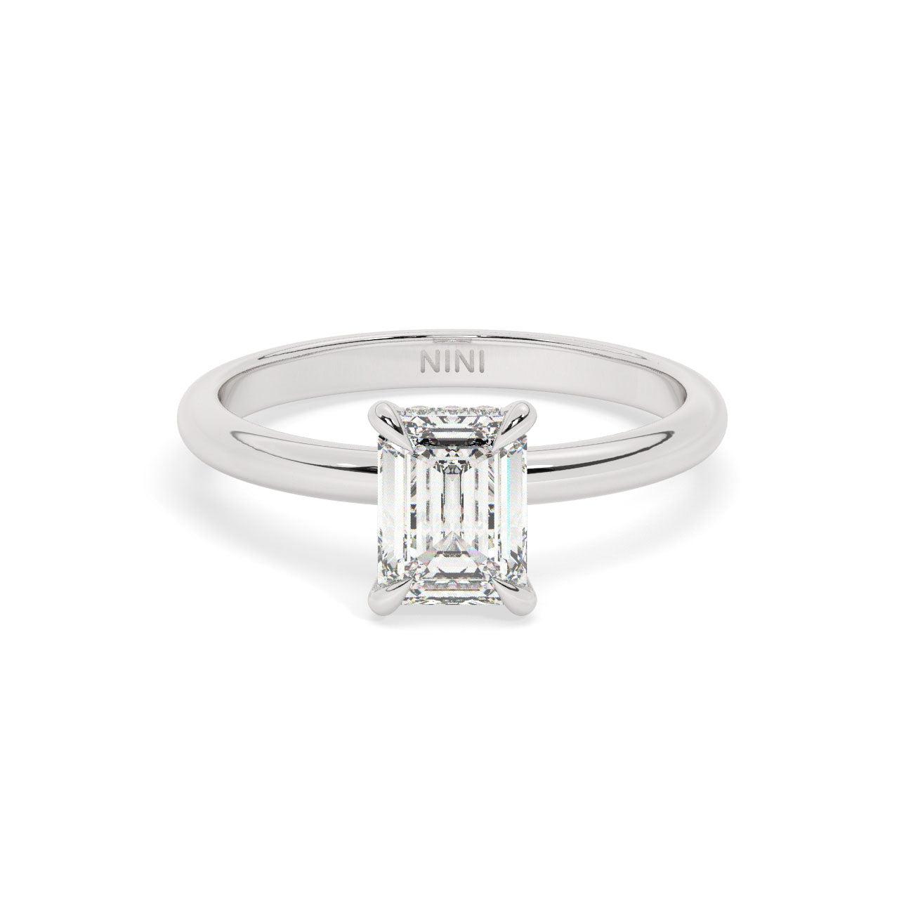 Solitaire Emerald Cut Diamond Engagement ring - 1.00 Ct - Hidden Halo