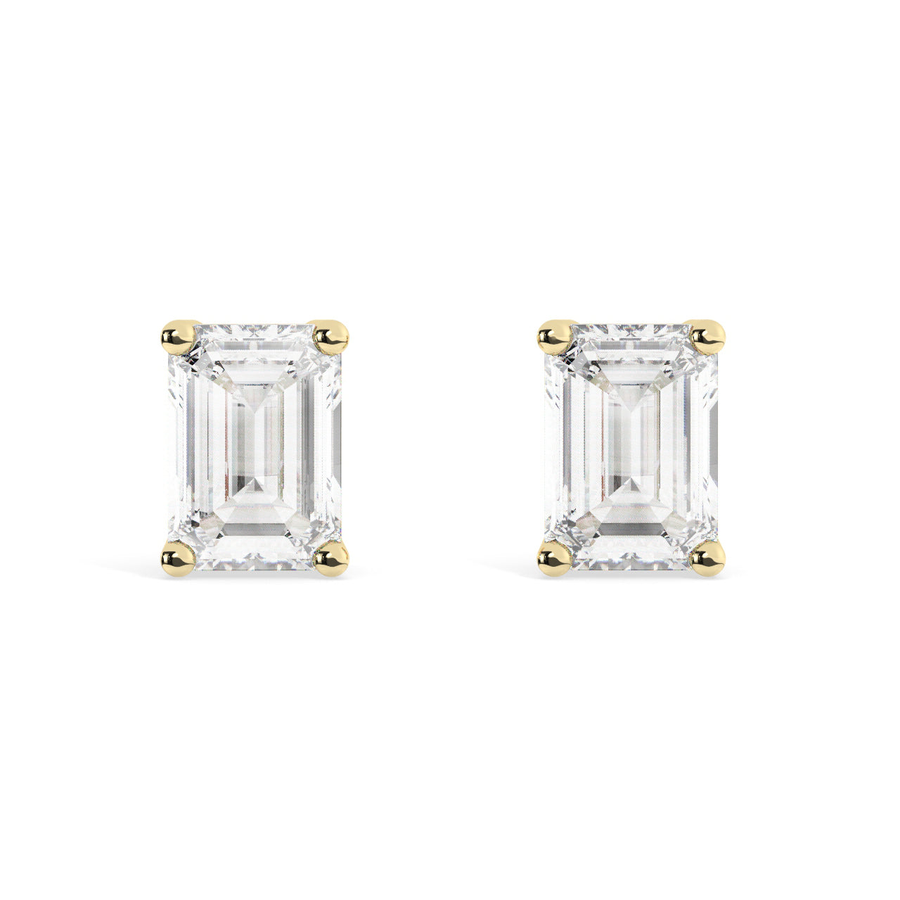 Emerald Cut Diamond Stud Earrings