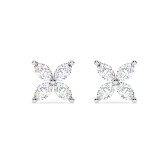 Flower Marquise Diamond Earrings