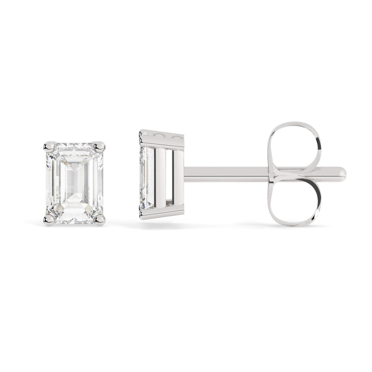Emerald Cut Diamond Stud Earrings