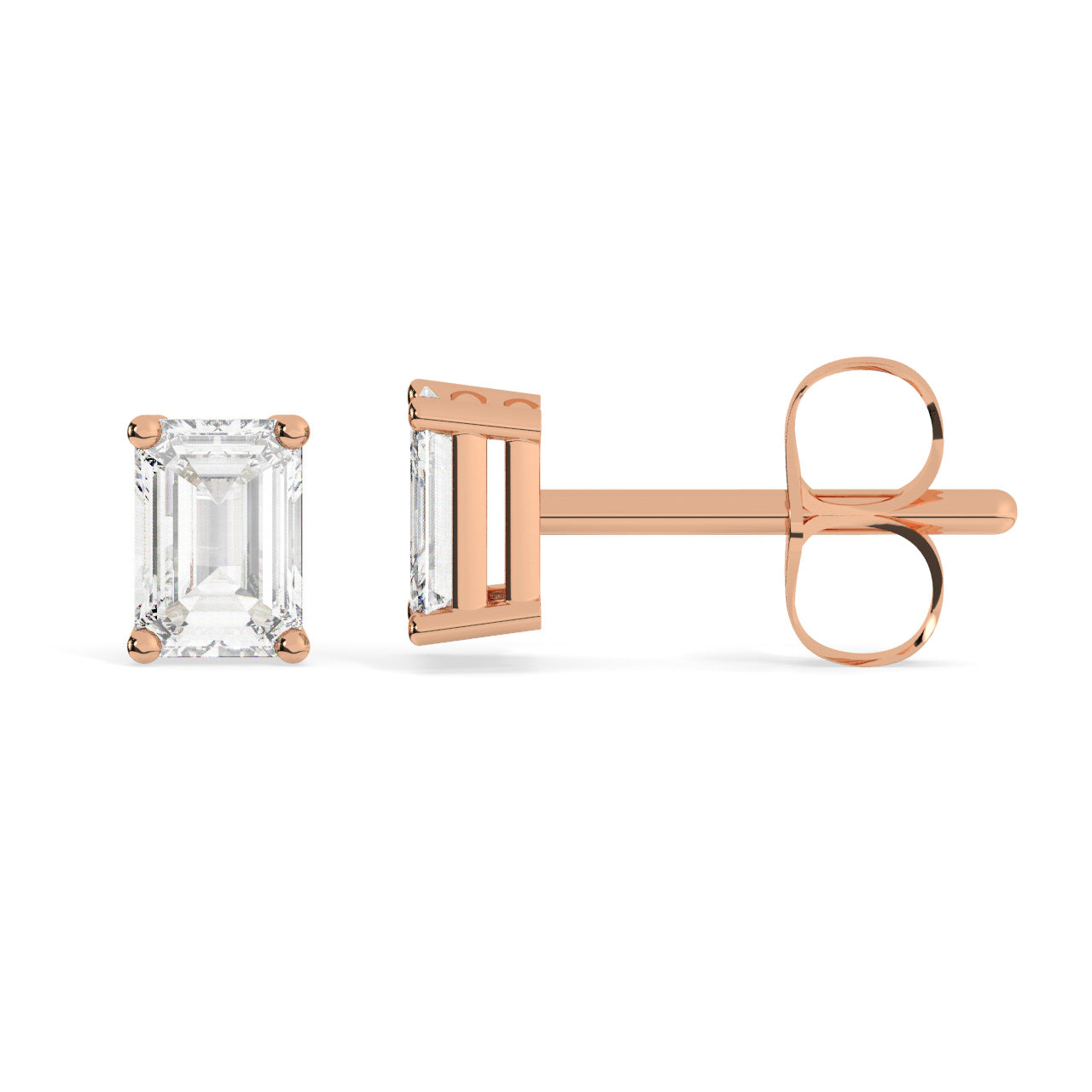 Emerald Cut Diamond Stud Earrings