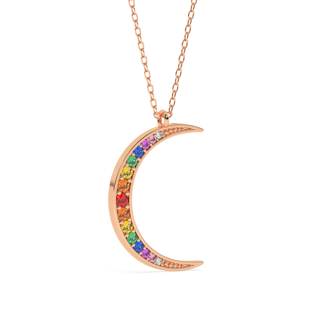Moon Rainbow Gemstones Necklace