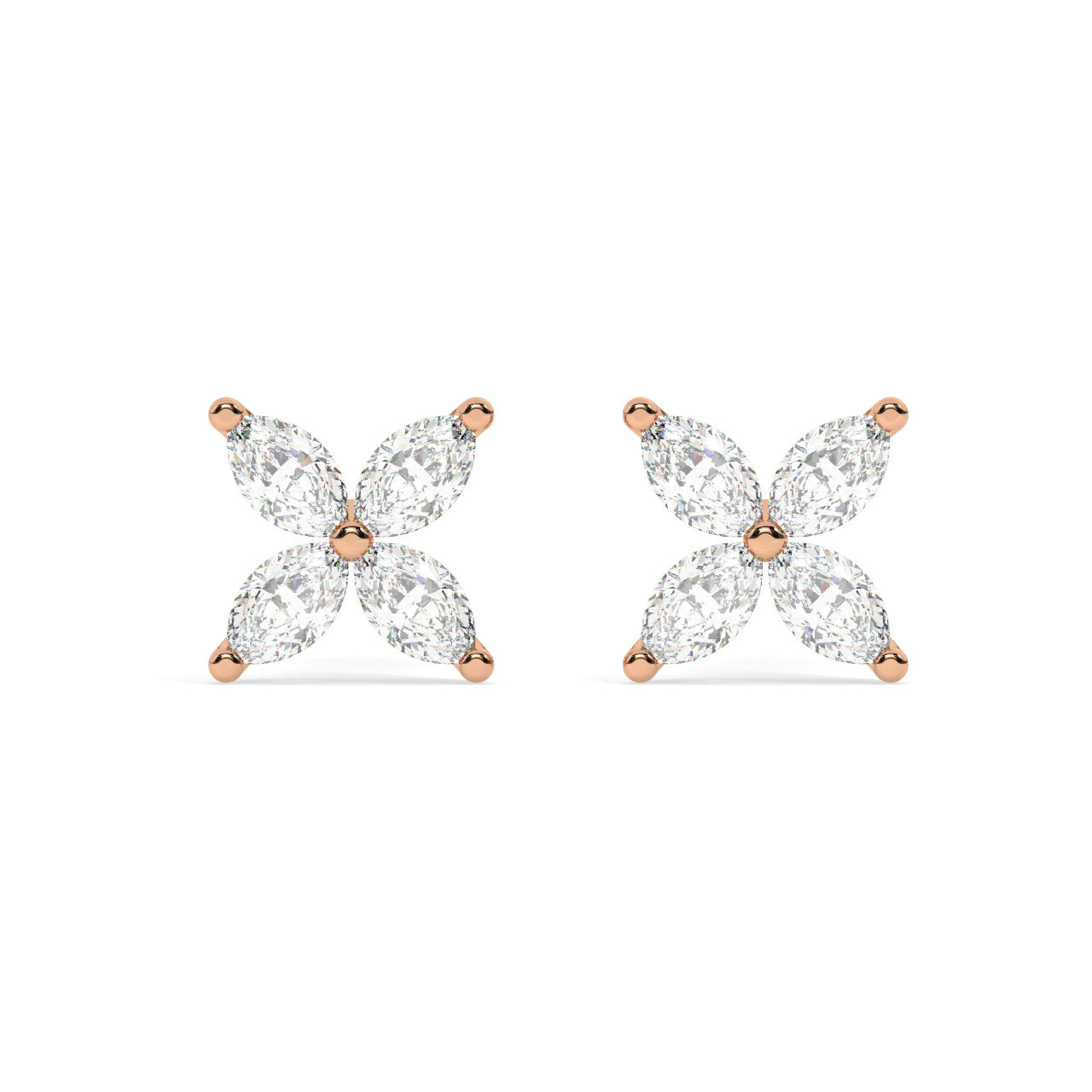 Flower Marquise Diamond Earrings