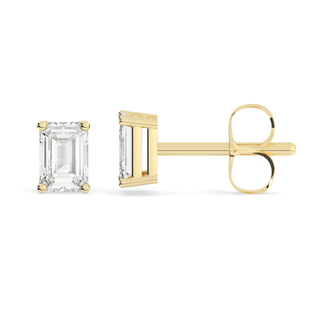 Emerald Cut Diamond Stud Earrings