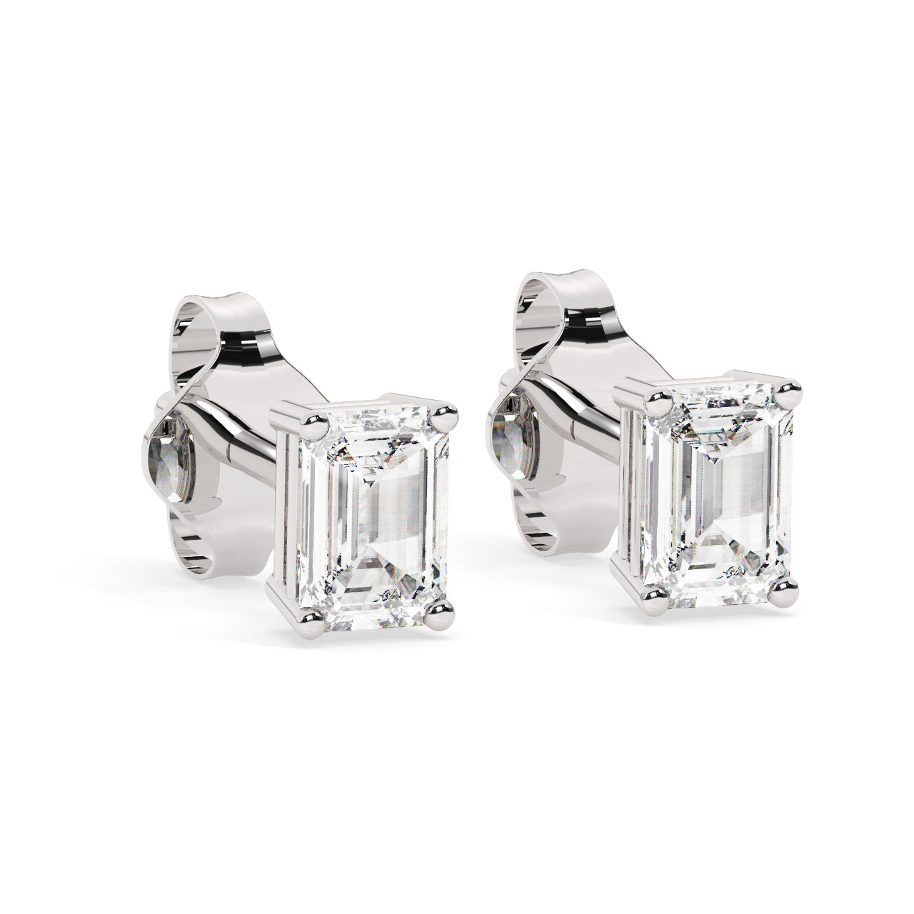 Emerald Cut Diamond Stud Earrings