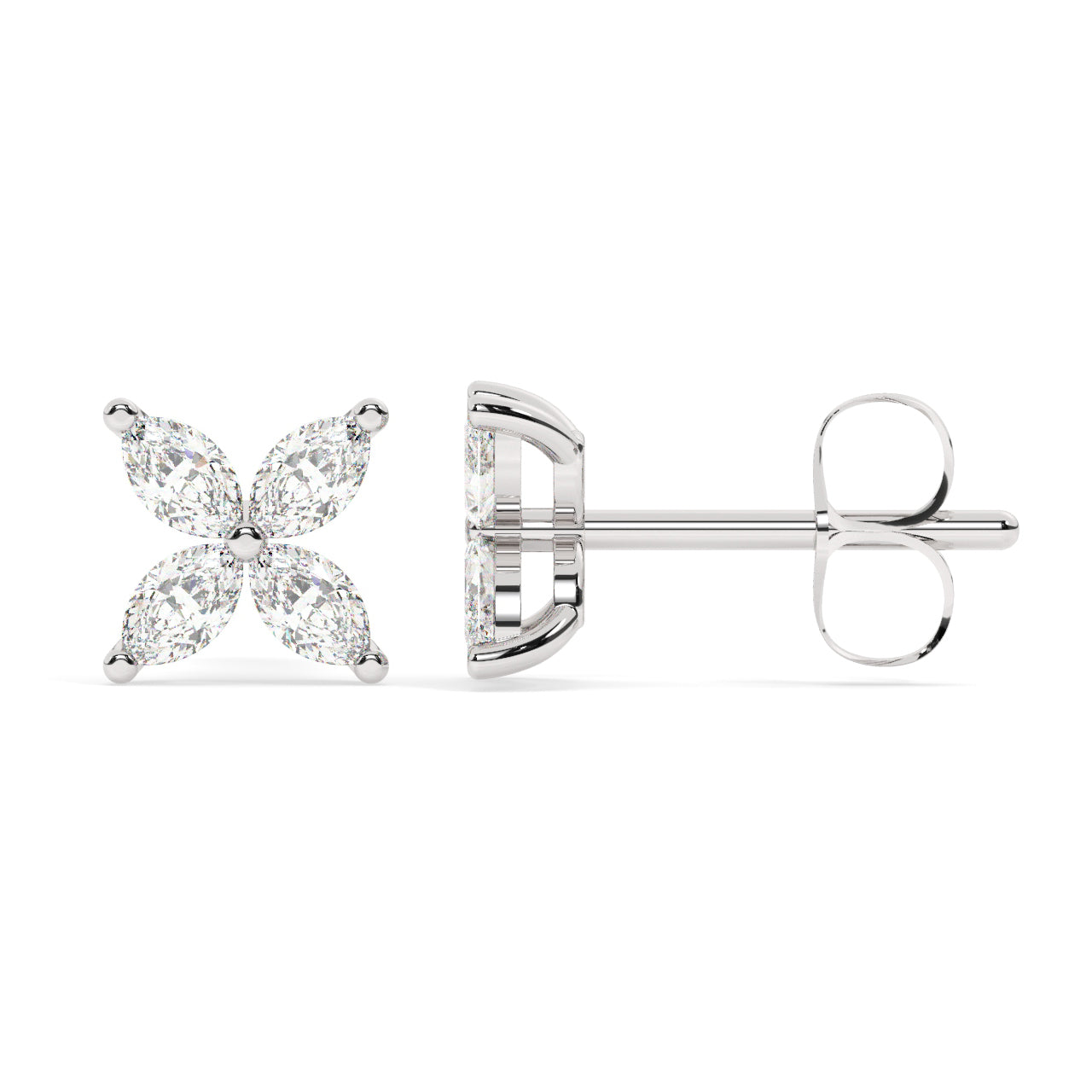 Flower Marquise Diamond Earrings