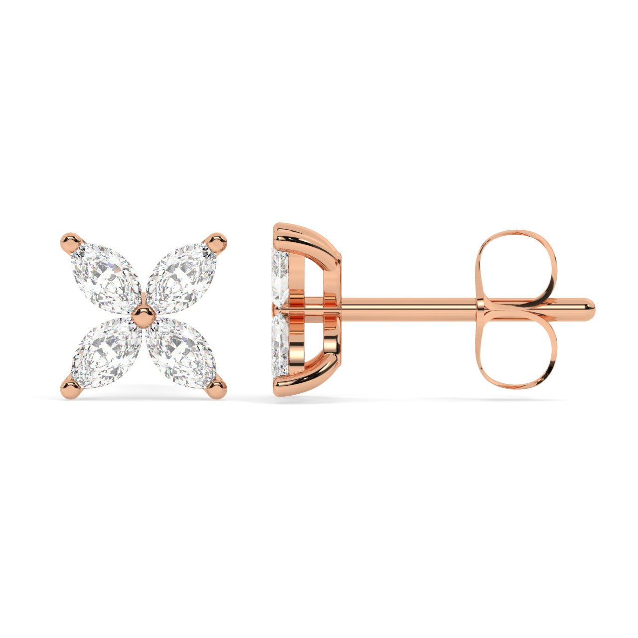 Flower Marquise Diamond Earrings
