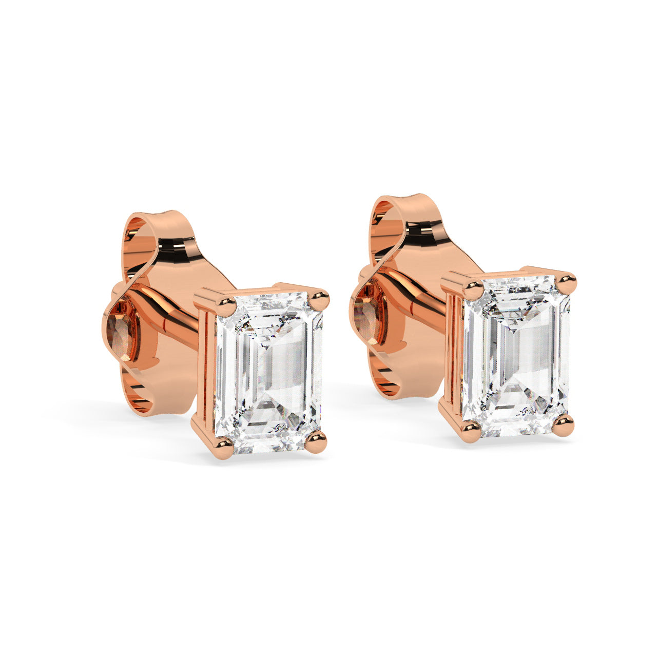 Emerald Cut Diamond Stud Earrings