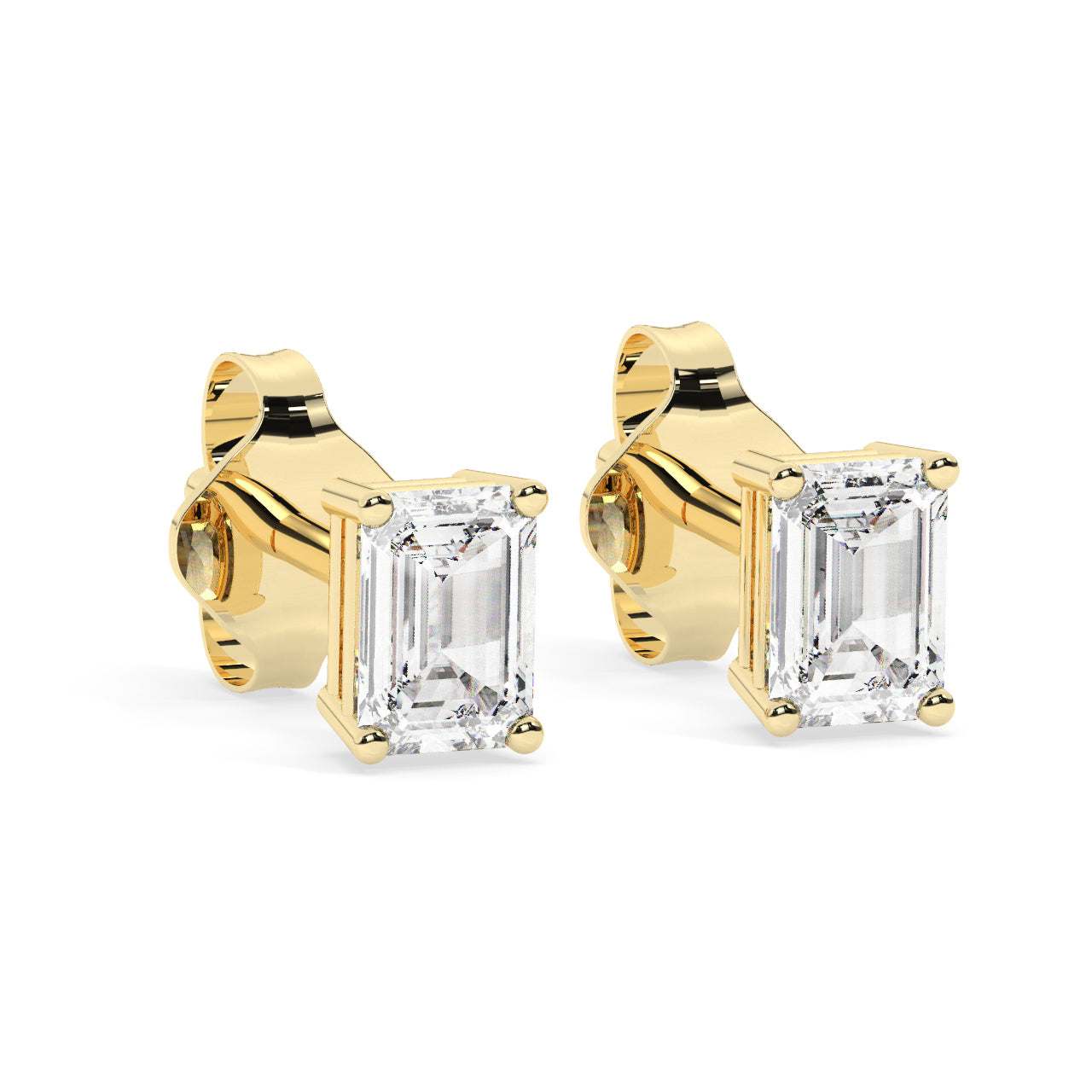 Emerald Cut Diamond Stud Earrings