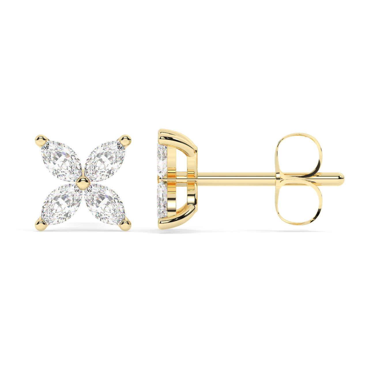 Flower Marquise Diamond Earrings