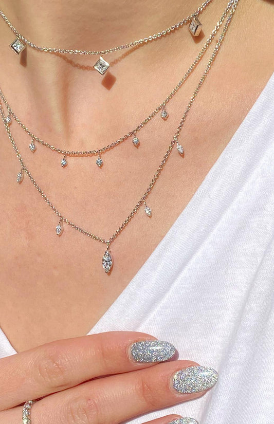 5 Marquise Diamond Drops Necklace