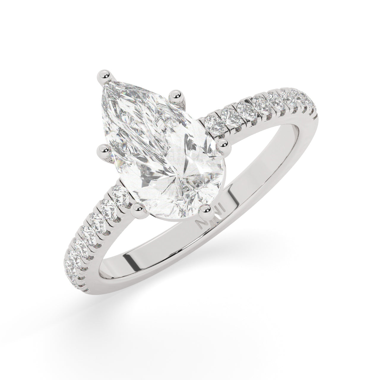Pave Engagement Ring - 2.00 Ct Pear Shape
