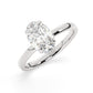 Solitaire Oval Diamond Engagement ring - 1.50 Ct - Hidden Halo