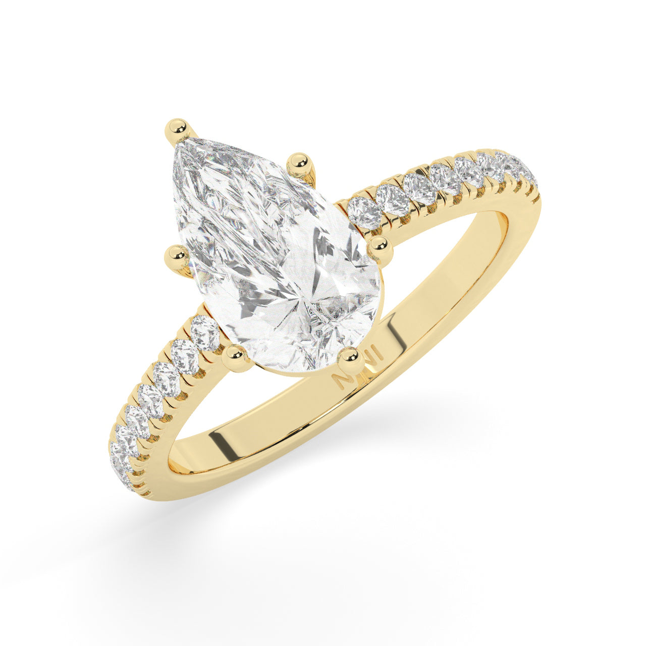 Pave Engagement Ring - 2.00 Ct Pear Shape