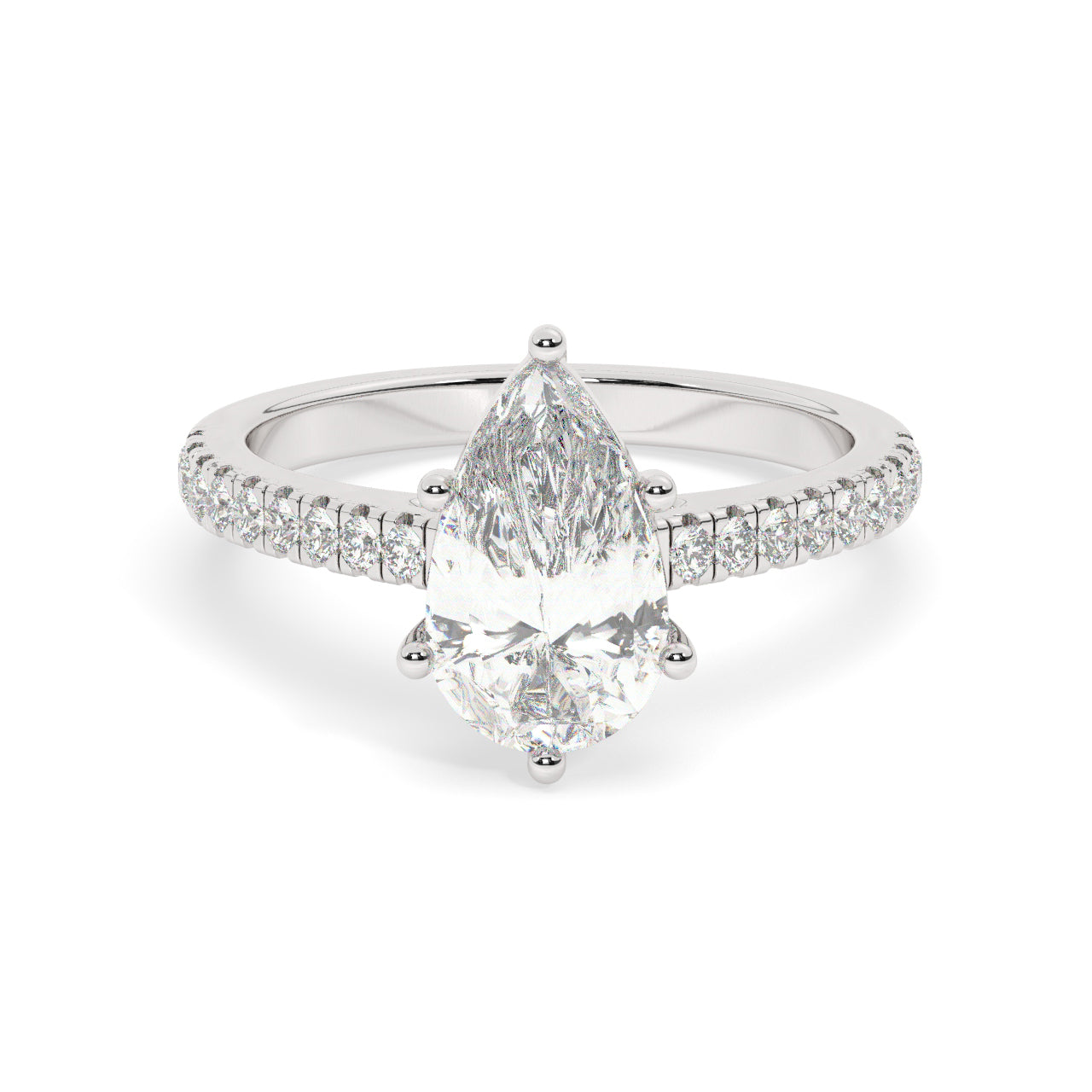 Pave Engagement Ring - 2.00 Ct Pear Shape