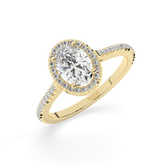 טבעת אירוסין הילה - אובל 1 קראט