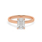 Solitaire Emerald Cut Diamond Engagement Ring - 1.50 Ct - Hidden Halo