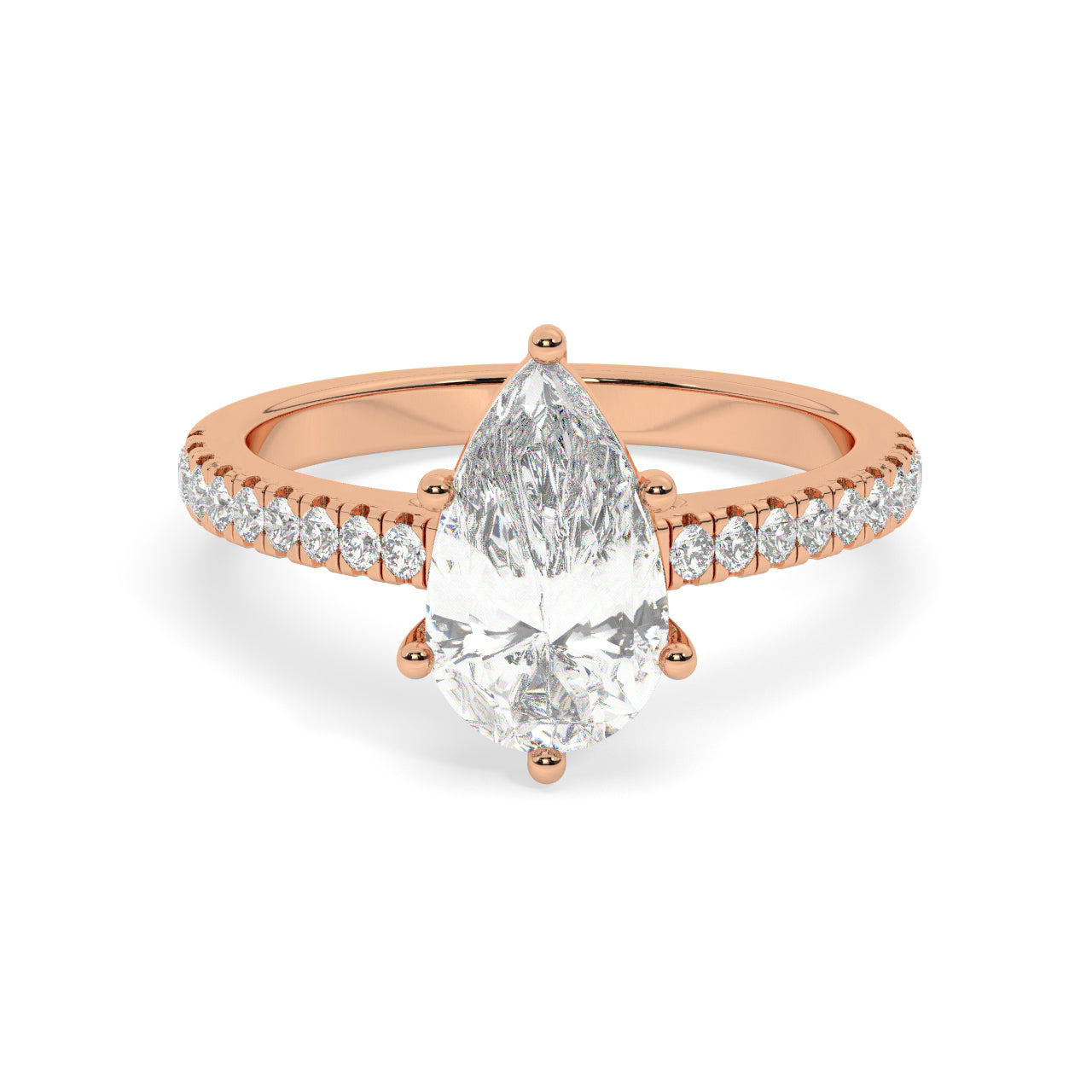 Pave Engagement Ring - 2.00 Ct Pear Shape