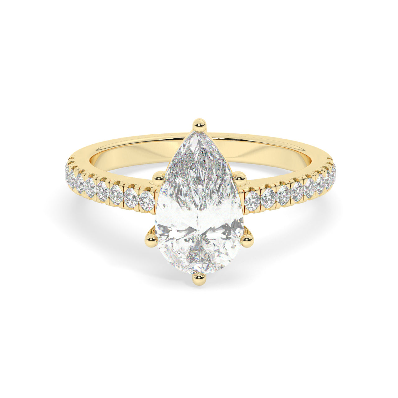 Pave Engagement Ring - 2.00 Ct Pear Shape