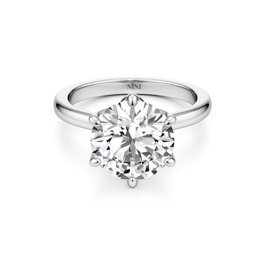 Solitaire Lotus Engagement Ring 3.00 Ct - 6 Prongs
