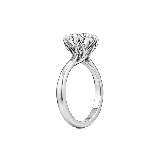 Solitaire Lotus Engagement Ring 3.00 Ct - 6 Prongs