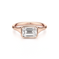 Bezel East West Emerald Cut Diamond Engagement ring - 1.50 Ct