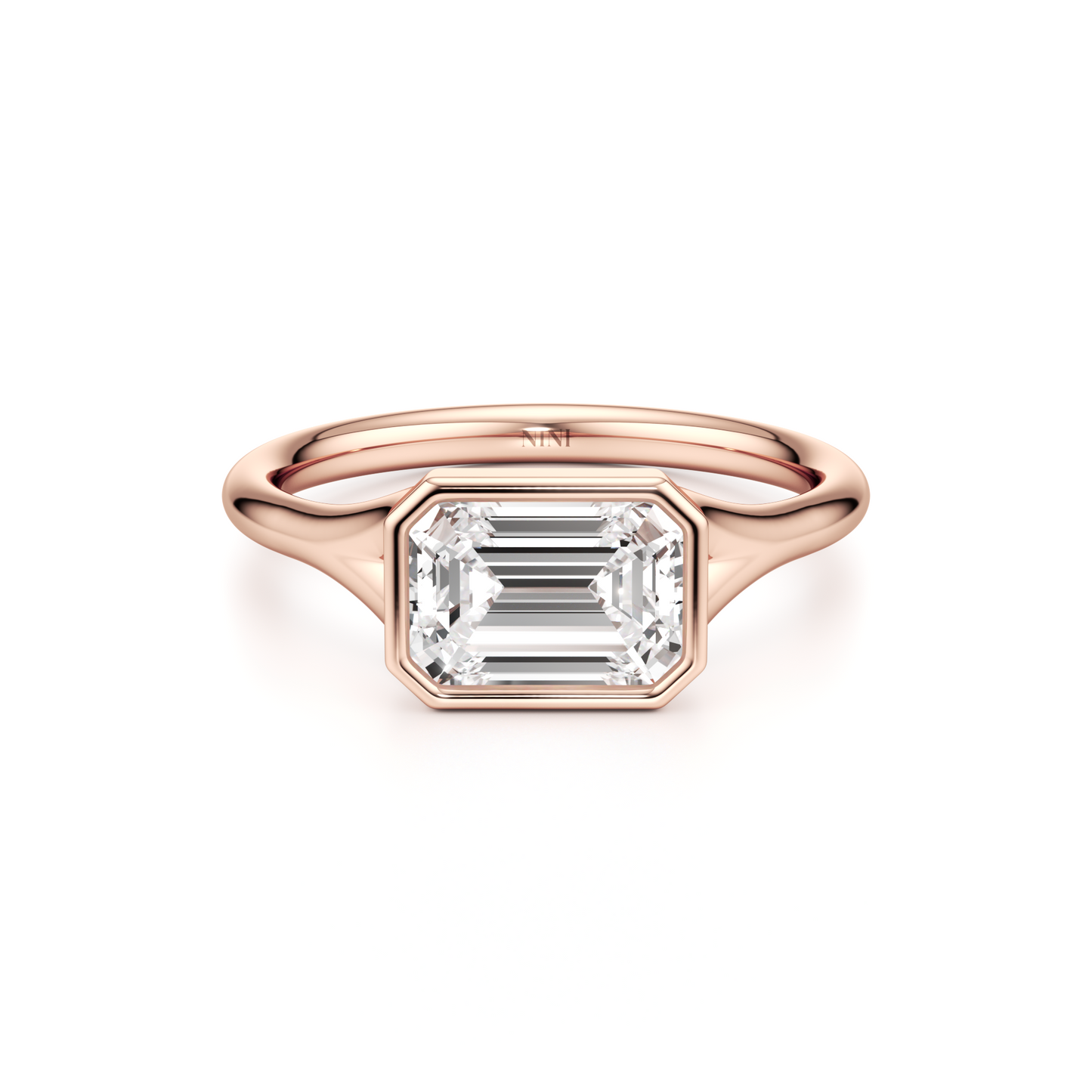Bezel East West Emerald Cut Diamond Engagement ring - 1.50 Ct