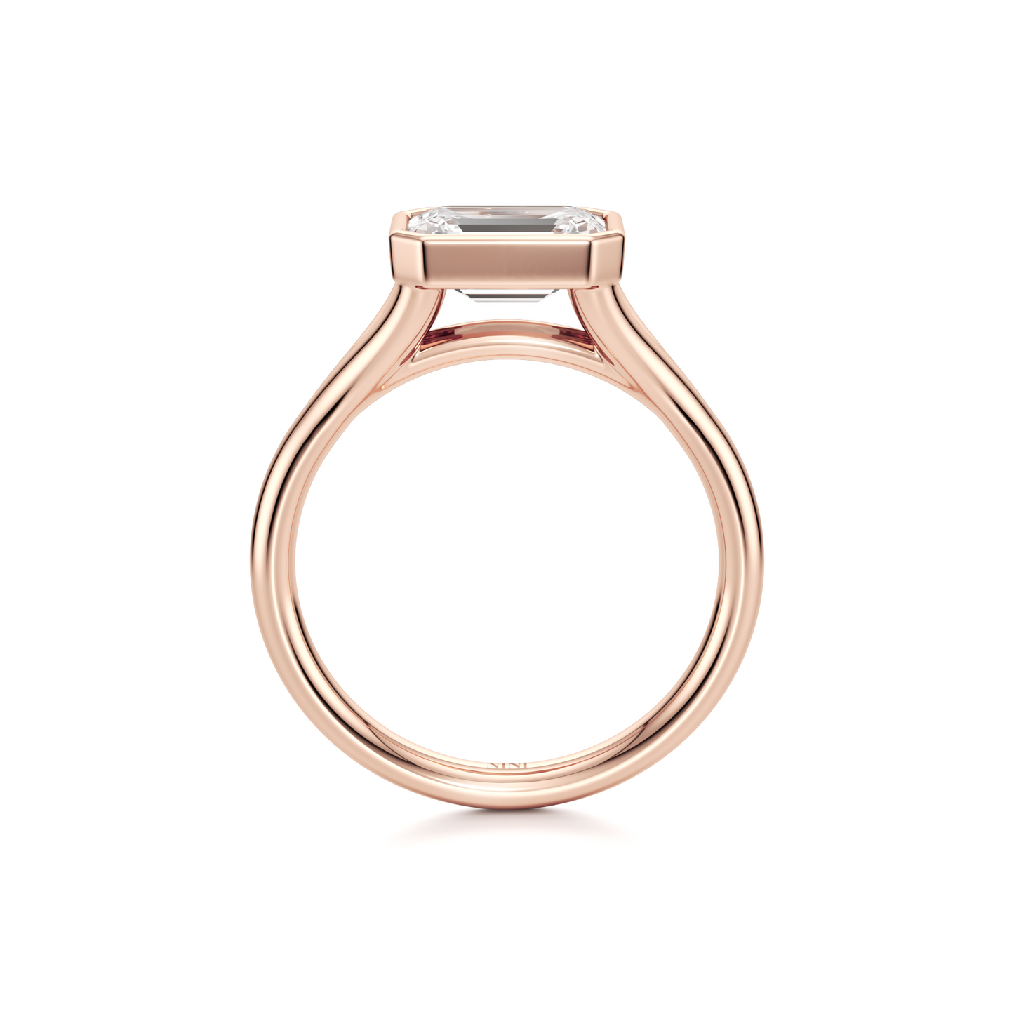 Bezel East West Emerald Cut Diamond Engagement ring - 1.50 Ct