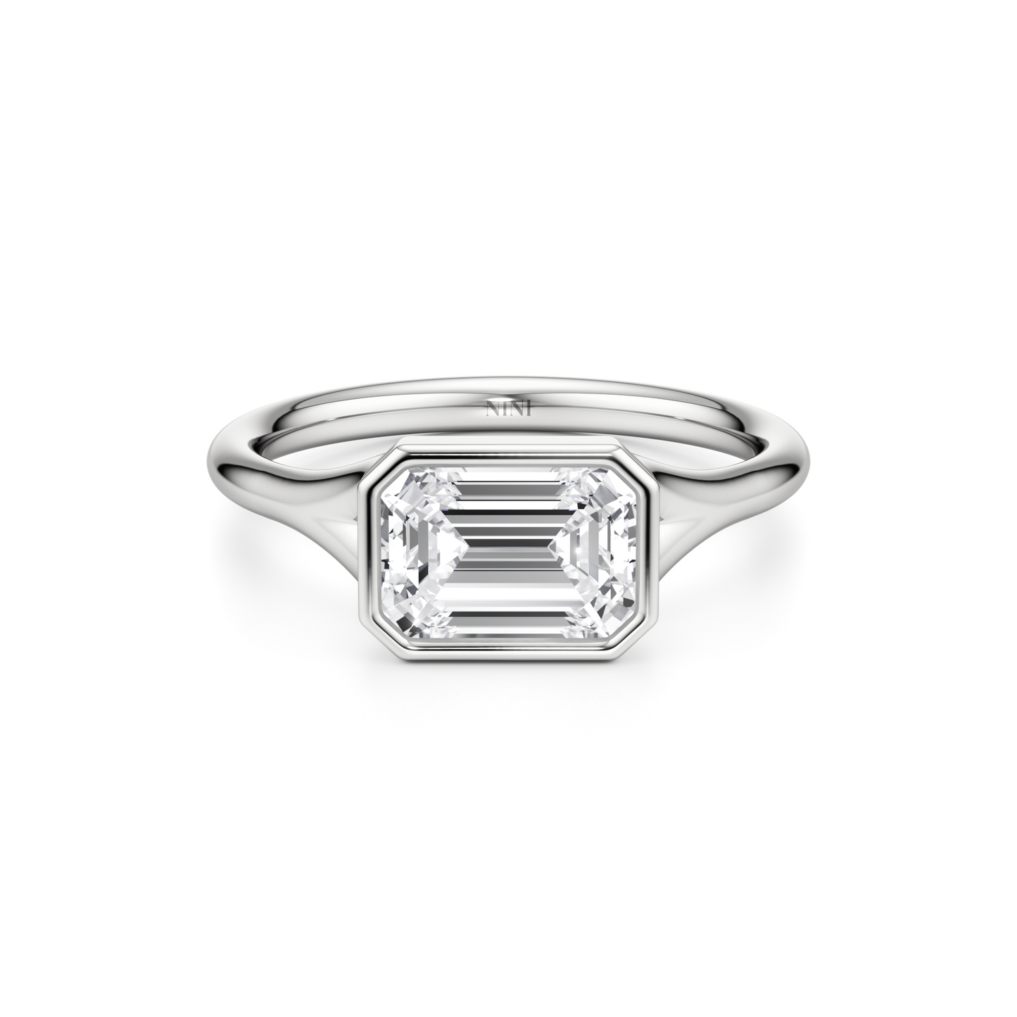 Bezel East West Emerald Cut Diamond Engagement ring - 1.50 Ct
