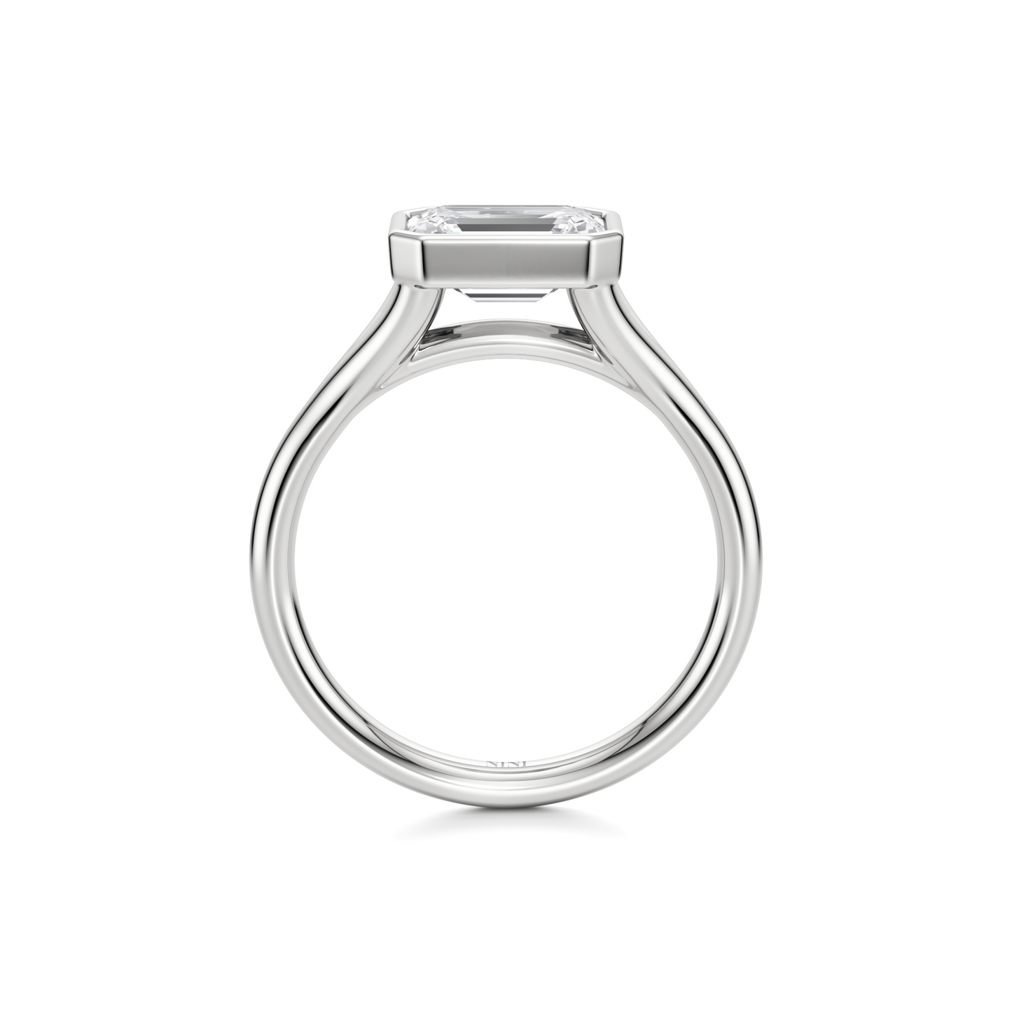 Bezel East West Emerald Cut Diamond Engagement ring - 1.50 Ct