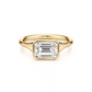 Bezel East West Emerald Cut Diamond Engagement ring - 1.50 Ct