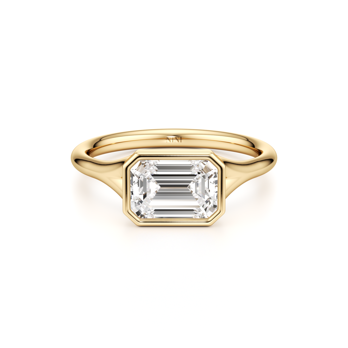 Bezel East West Emerald Cut Diamond Engagement ring - 1.50 Ct