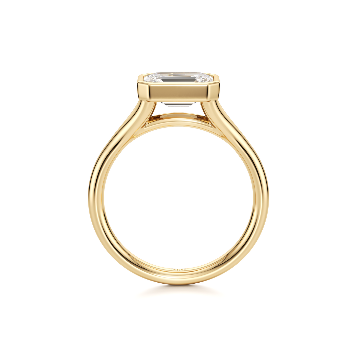 Bezel East West Emerald Cut Diamond Engagement ring - 1.50 Ct