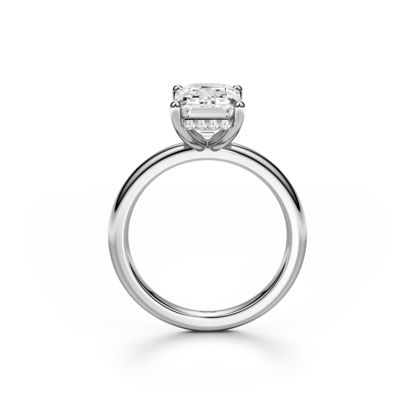 Solitaire Emerald Cut Diamond Hidden Halo Engagement ring - 3.00 Ct