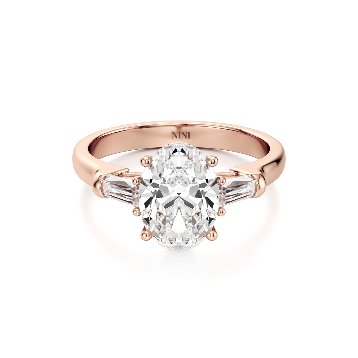 Tapers Engagement Ring - 2.00 Ct Oval
