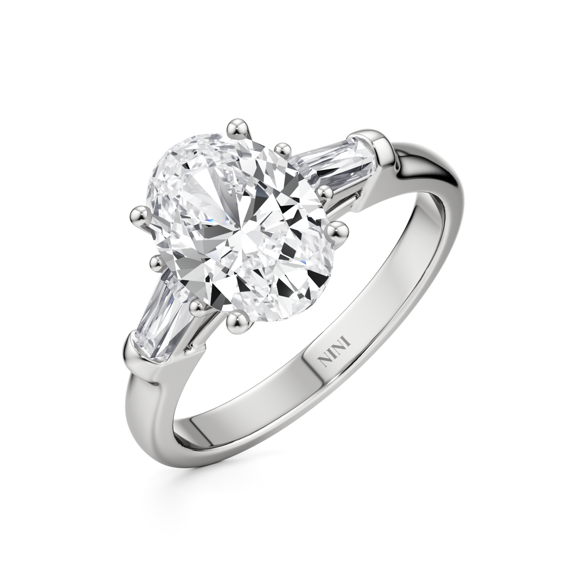 Tapers Engagement Ring - 2.00 Ct Oval