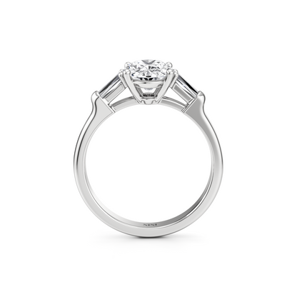 Tapers Engagement Ring - 2.00 Ct Oval