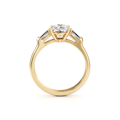 Tapers Engagement Ring - 2.00 Ct Oval